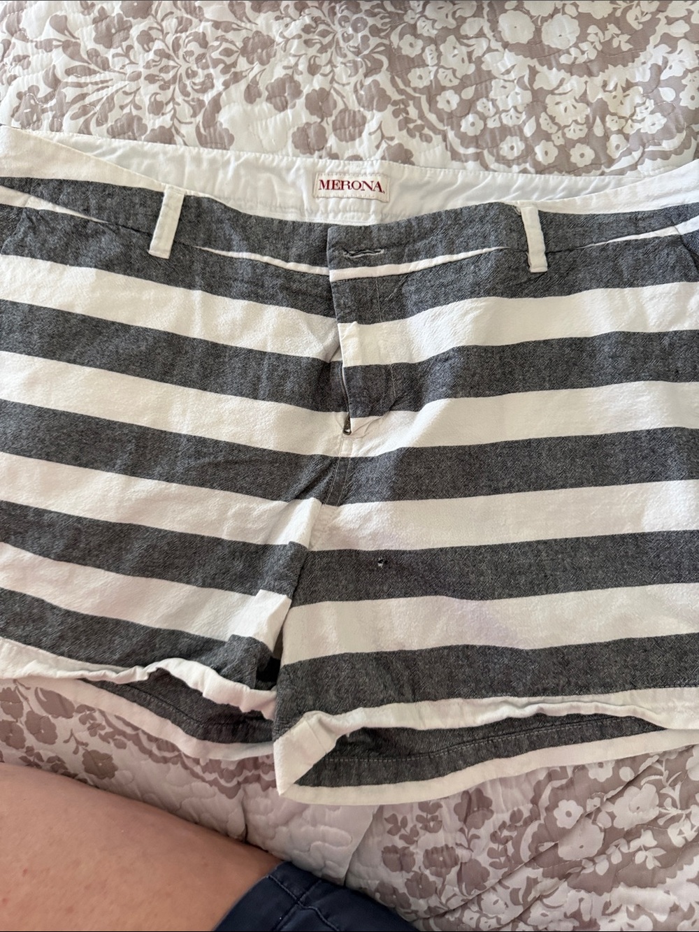 Merona Striped Gray and White Bermuda Shorts